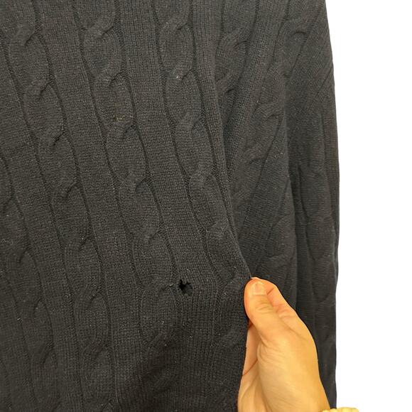 346 Brooks Brothers Navy Blue Lambswool Cashmere Cable Knit Sweater Sz XXL - Picture 3 of 4